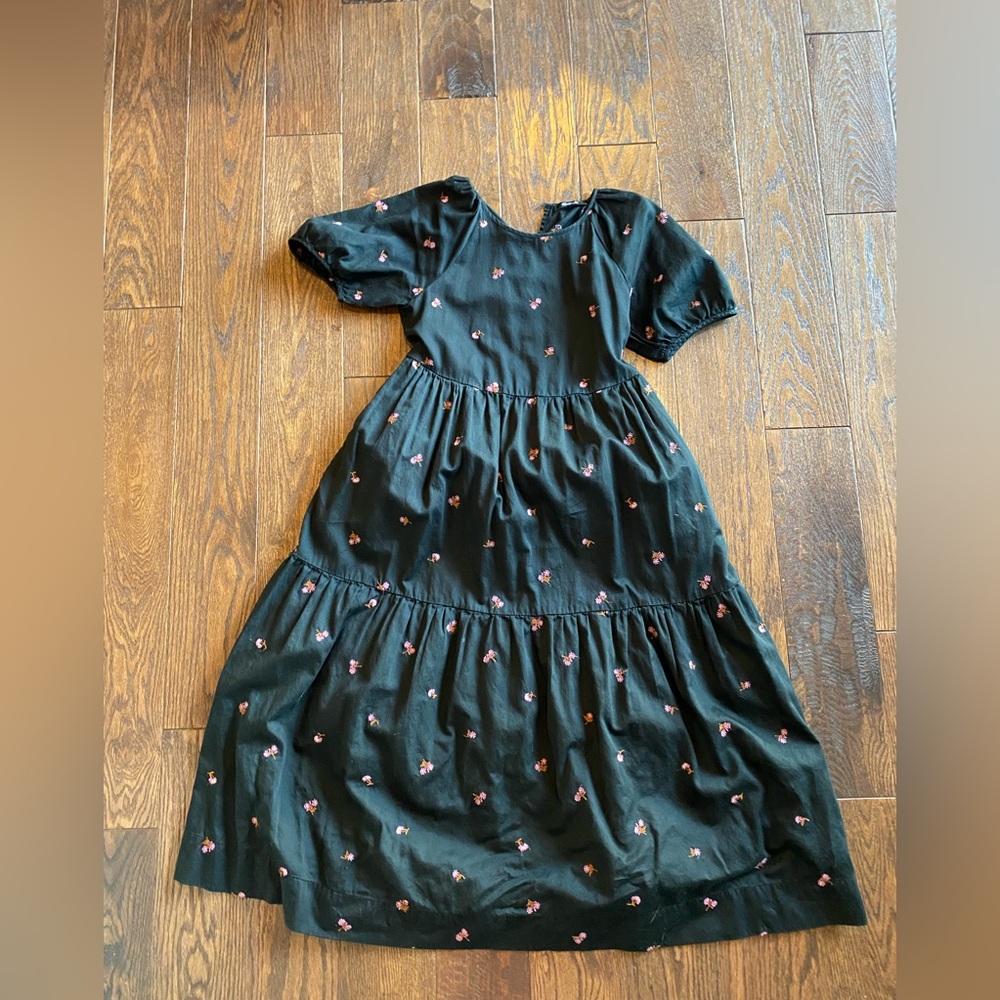 Madewell Black Floral Midi Dress